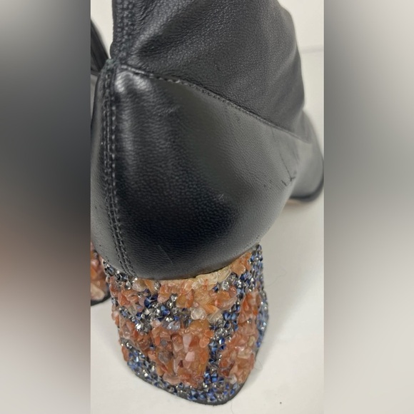 Sophia Webster Stella Black Leather Embellished Ankle Boots Womens Size 39.5/8 - Picture 8 of 16